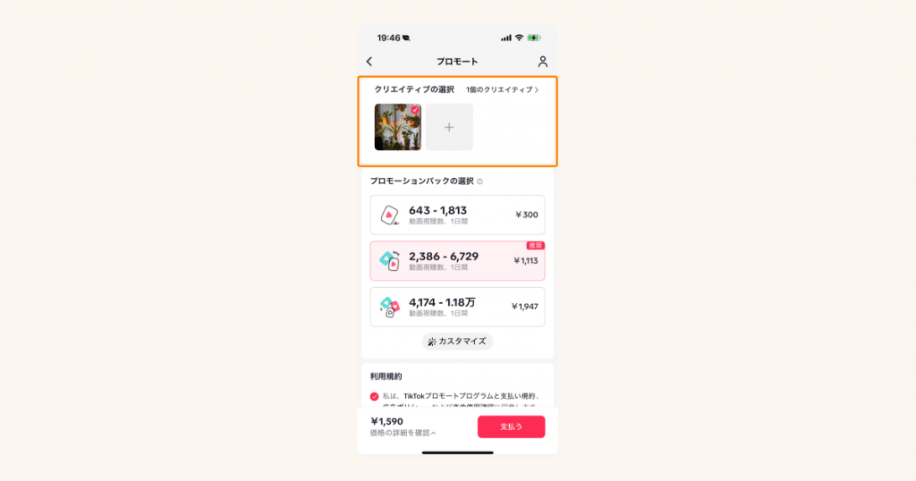 TikTokプロモートを配信する方法③